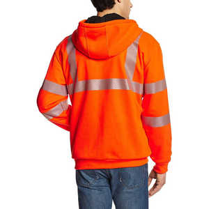 Sudadera con capucha de lana de seguridad de alta visibilidad para hombre, sudadera de poliéster reflectante, tiras reflectantes de alta visibilidad, Jersey cálido para - Product Image 3