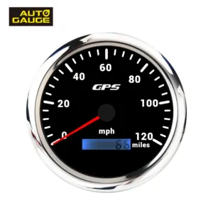 110 มม.4 3/8 นิ้วไฟฟ้า 7 สีอัตโนมัติ 12V 24V GPS Speedometer 0-120 MPH วัดระยะทางสีดําแผ่นหน้ารถ Marine