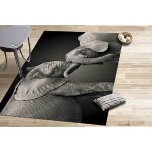 Deux tapis à motif d'éléphant, tapis noir et blanc, tapis imprimé, tapis doux non tissé - Product Image 3