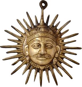 Hermosa Estatua de la Divinidad Solar (Surya), Escultura de Latón Grabada, Decoración Moderna para Colgar en la Pared para el Éxito - Product Image 3