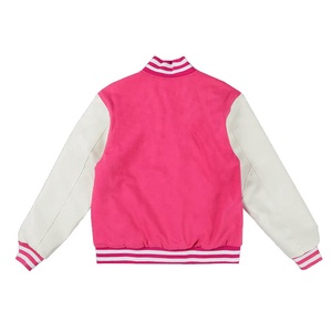 Chaqueta Varsity Unisex de Lana y Cuero con Logotipo Personalizado, Chaqueta de Béisbol Informal Rosa de Invierno para Hombre, Venta al Por Mayor - Product Image 2