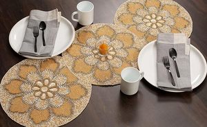 Handmade Wedding <b>Dining</b> <b>Table</b> Decorative <b>Runner</b> Christmas Floral Beaded <b>Runner</b> Leaves Design for Fancy Tablescape for Weddings - Product Image 5