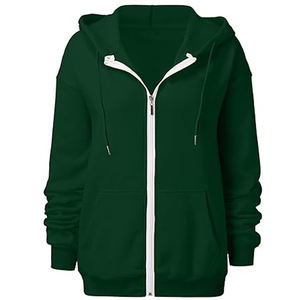 Nouveau sweat à capuche zippé décontracté d'hiver en tricot épais 100 % coton écologique avec cordon de serrage personnalisé et logo frontal - Product Image 5