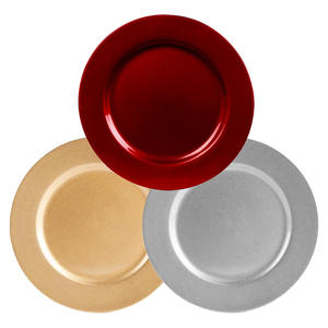 Assiette de service en métal rouge foncé au design moderne pour la maison, les hôtels, la décoration de table de mariage, forme ronde, plat de service pour aliments - Product Image 3