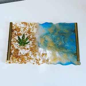 Hot Sale Latest Design <b>Epoxy</b> <b>Resin</b> Serving Tray Handmade Serving Tray Rectangle Shape With Customised <b>Colour</b> Tray Design - Product Image 3