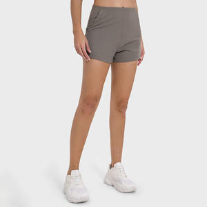 Mujer Verano Colores sólidos Cintura alta Acanalado Fitness Booty Shorts Transpirable Bolsillos laterales Elástico Casual Running Shorts - Product Image 2