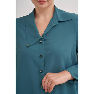 Chemisier vintage en popeline pour femme avec col à volants, tenue décontractée pour le bureau, printemps-été - Product Image 4