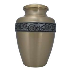 Urna de cremación antigua marrón grabada curva de oro suministros funerarios urnas conmemorativas para cenizas artesanías urnas de cremación de latón Vintage - Product Image 2