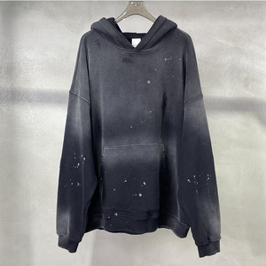 Custom logo Streetwear High Quality Acid Washed Hoodie Stone Washed Oversize Vintage Distressed Sun Faded Hoodie for <b>Men</b> - Product Image 1