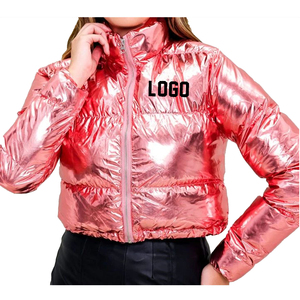 Shiny Bubble Jackets Women Winter 2025 Breathable Puffer Clothes Zipper OEM Customized Trendy Outerwear - Product Image 1