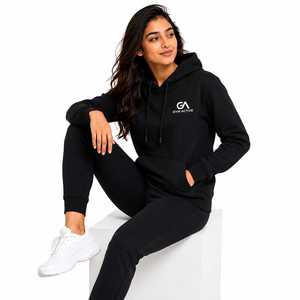 Sudadera con Capucha Negra Personalizada para Hombre, Diseño 2 en 1 Ecológico con Cierre de Cremallera, Sudadera Deportiva de Poliéster y Felpa para Gimnasio - Product Image 1