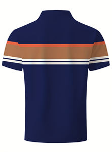 Polo court d'été en tricot à imprimé unique pour hommes, en coton et polyester avec col montant boutonné, design respirant - Product Image 6