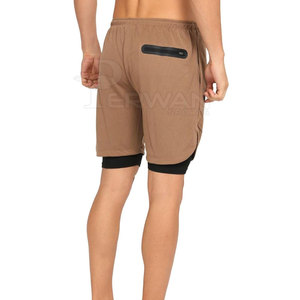 Wholesale Quick Dry Men's Double-<b>Layer</b> Cotton Shorts High Street Style Solid Pattern <b>Mid</b> Waist Low Available OEM Service Low MOQ - Product Image 4
