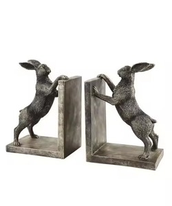 Vintage Metal Rabbit Bookend Set For Home And Office Decorative <b>Book</b> Holder Adds Rustic Charm To Shelves And Classic Decor - Product Image 1