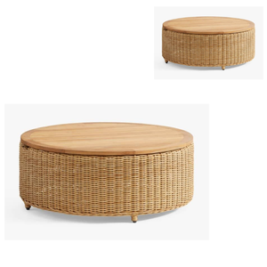 โต๊ะกาแฟปรับเปลี่ยนได้ทันสมัย เป็นมิตรกับสิ่งแวดล้อม โครงไม้สัก พร้อมหวายสำหรับเฟอร์นิเจอร์ห้องนั่งเล่น - Product Image 6