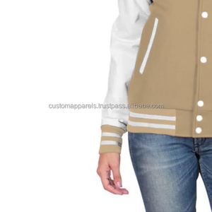 Quilted Cotton Varsity <b>Jacket</b> for Women <b>with</b> Custom Logo Embroidery and Breathable <b>Fleece</b> <b>Lining</b> - Product Image 6