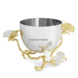 Rose fleur concepteur en aluminium coulé de haute qualité plaqué or le plus exigeant vente chaude maison et hôtel décoratif et bol de service - Product Image 2