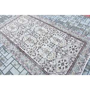 Turkish <b>Rug</b>, 4.4x8 ft Area <b>Vintage</b> <b>Rug</b>, Brown Gray Striped <b>Rug</b> - Product Image 4