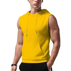 เสื้อกล้ามมีฮู้ดแบบสตริงเกอร์สำหรับออกกำลังกาย ปี 2022 ผ้าคอตตอนผสมสแปนเด็กซ์ คุณภาพสูง พิมพ์ลายโลโก้ตามสั่ง - Product Image 6