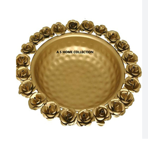 Bol décoratif artisanal en céramique, style antique moderne, avec bordure florale et martelé, pour la décoration, à prix incroyable - Product Image 1