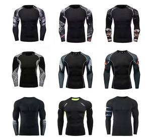 2024 personnalisé de haute qualité MMA Rash Guard hommes à manches longues Jiu Jitsu maillot de bain nouveau tissu uni BJJ Rash Guard sublimé adultes - Product Image 3