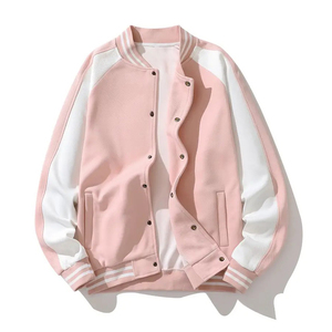 Dernière mode de veste universitaire rose de haute qualité pour femmes vêtements de rue élégants hiver extérieur décontracté bouton décoration en gros - Product Image 2