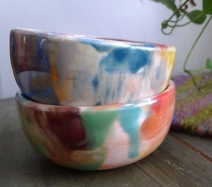 Ensaladera de resina ODM hecha a mano en blanco y negro personalizada con textura de mármol y patrón de remolino acuático frutero utilizado en Home Hotel Buffet - Product Image 1