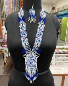 Custom Made Glass Seed Beaded Necklaces with Patterns Along with Matching <b>Earrings</b> Ideal for Jewelry Designers - Product Image 4