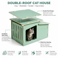 Meubles pour chats en bois design, maisonnette moderne pour chats avec double toit, finition en bois naturel, OEM ODM