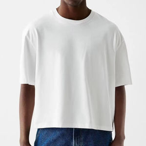 Ropa de calle Vintage desgastada para hombre, camiseta recortada de gran tamaño, transpirable, ligera, con cuello redondo, nueva ropa de verano a la moda - Product Image 1