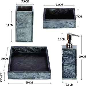 Juego de baño de resina único, textura de resina de lujo, azul cielo oscuro, juego de accesorios de baño, decoración de lujo, accesorios para el hogar, juego de baño - Product Image 2