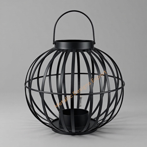 Linterna esférica de hierro negro contemporáneo, portavelas decorativo único para uso interior/exterior elegante en el hogar y el jardín - Product Image 6
