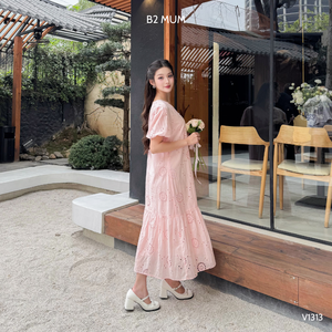 V1313 vestido recortado estampado de verano transpirable absorbente de sudor Rosa ropa de maternidad de manga larga al por mayor para mujeres embarazadas - Product Image 6