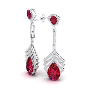 Boucles d'oreilles pendantes minimalistes REYES en argent sterling 925 avec moissanite certifiée GRA pour femmes, bijoux fins personnalisés avec pierre précieuse rubis - Product Image 3