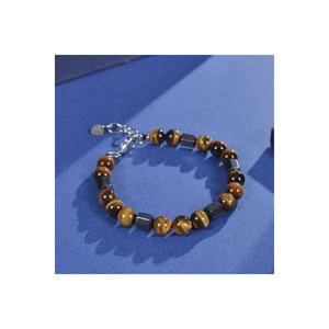 Braccialetto da donna in pietra naturale con combinazione di ematite occhio di tigre lunghezza regolabile - Product Image 1