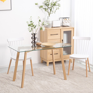 Table à manger rectangulaire HOMCOM pour 4 personnes Max, en acier avec plateau en verre trempé, 120x60x76 cm - Product Image 2