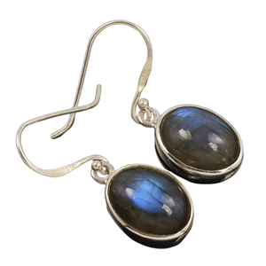 Labradorite Gemstone <b>Earrings</b> 925 <b>Solid</b> Sterling <b>Silver</b> Oval Shape <b>Earrings</b> for Women & Girls Dangle <b>Earrings</b> <b>Silver</b> Jewelry - Product Image 1