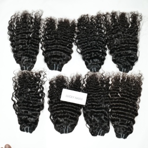 100% Vierge Cuticule Alignée Double Trame Temple Indien Extensions de Cheveux Humains En Gros Brut Lâche Vague Profonde Machine Bundles - Product Image 3