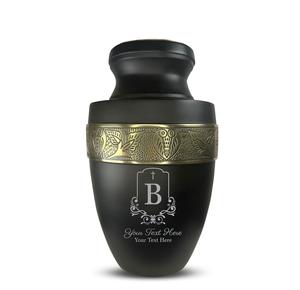 Personalized Human Cremation Urn for Adult Ashes Men Women Aluminum Urn with Name Date Design Black with Silver Rim Custom Size - Product Image 4