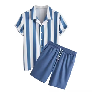 Conjunto informal de calle de verano para hombre, venta al por mayor, conjunto de dos piezas con pantalones cortos estampados y camisetas de secado rápido y transpirable - Product Image 1