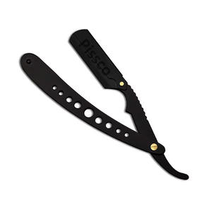 <b>Top</b> Quality Barber Razors Black Color Coated Straight Edge German Stainless Steel Shaving Razor With Leather Pouch - Product Image 1