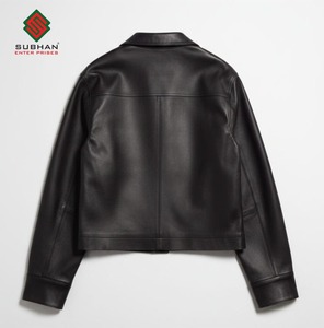 Blouson Bomber Casual d'Hiver pour Homme avec Col Mandarin Fermeture Éclair Motif Uni Cuir Synthétique Service OEM - Product Image 2