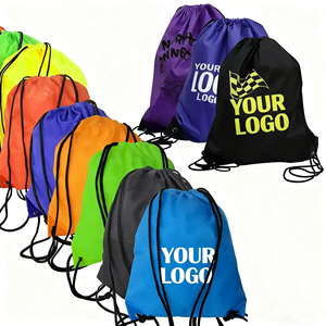 High Quality Gym Drawstring <b>Backpack</b> with Compart Custom Printed Logo <b>Promotional</b> Sport Polyester Shopping Bags - Product Image 1