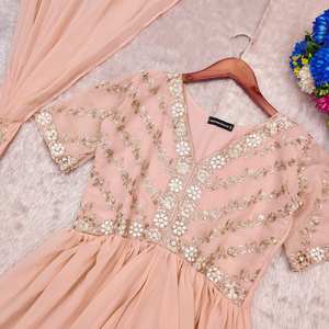 Designer Elegant Women's Traditional Anarkali Salwar Gown with Embroidered Silk Dupatta for Weddings or Work - Product Image 2