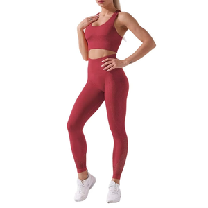 Conjunto de ropa de gimnasio para mujer 2 uds Nylon Spandex Ropa deportiva de verano Tallas grandes Elástico Patrón sólido XL Venta al por mayor-Pantalones cortos de cintura con logotipo - Product Image 1