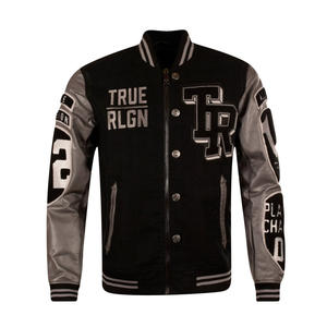 Blouson aviateur en laine d'hiver vintage grande taille pour hommes avec logo personnalisé design baseball cuir de vache style universitaire universitaire respirant rapidement - Product Image 1