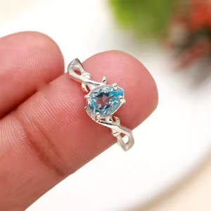 Anillo de piedra de apatita con corte de pera romántico para mujer de Plata de Ley 925 a granel al por mayor, diseño moderno para regalo de fiesta de compromiso de boda - Product Image 3