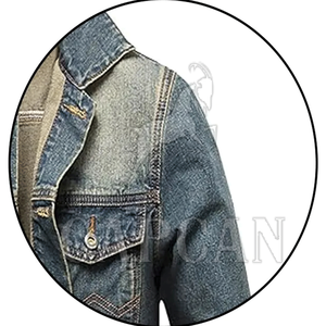 แจ็คเก็ตยีนส์ผ้าฝ้ายทรงสลิมฟิตสุดฮิต สไตล์ไฮสตรีท สำหรับผู้ชาย แบบยืดได้ ตกแต่งด้วยแพทช์สั่งทำพิเศษ บรรจุภัณฑ์แบบชิ้นเดียว - Product Image 4