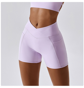 Mallas de entrenamiento personalizadas para mujer, mallas de gimnasio para correr, cintura cruzada de 2025 V, pantalones de Yoga de cintura alta con bolsillos, mallas de patrón sólido - Product Image 2