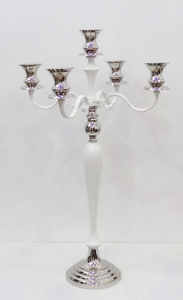 Centro de mesa niquelado candelabro Candelabro niquelado 5 brazos plata aspecto Premium Estilo Vintage clásico candelabro - Product Image 3